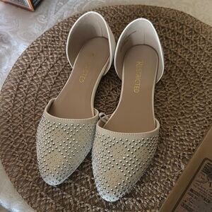Restricted Women's Cream Studded Flats